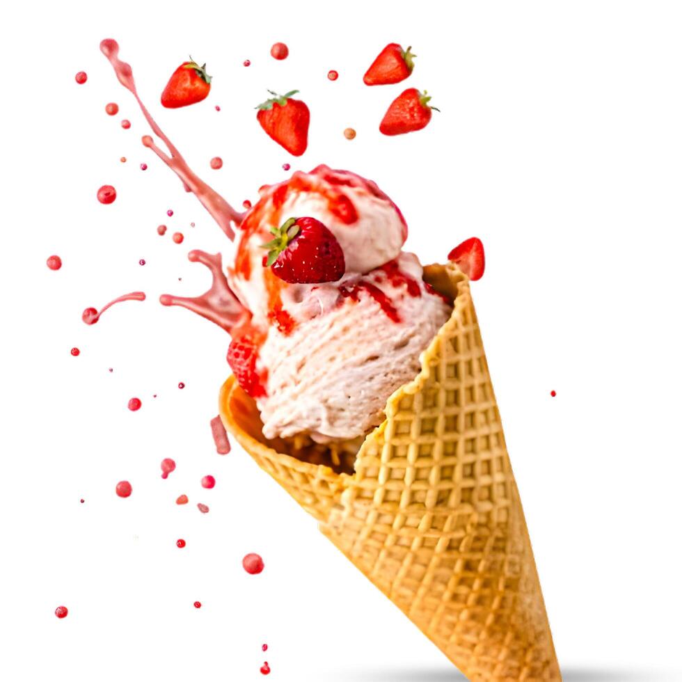 3d cone ice cream 7 isolated white background photo