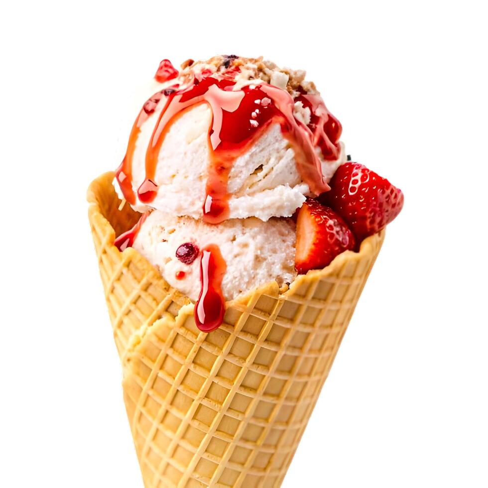 3d cone ice cream 2 isolated white background photo