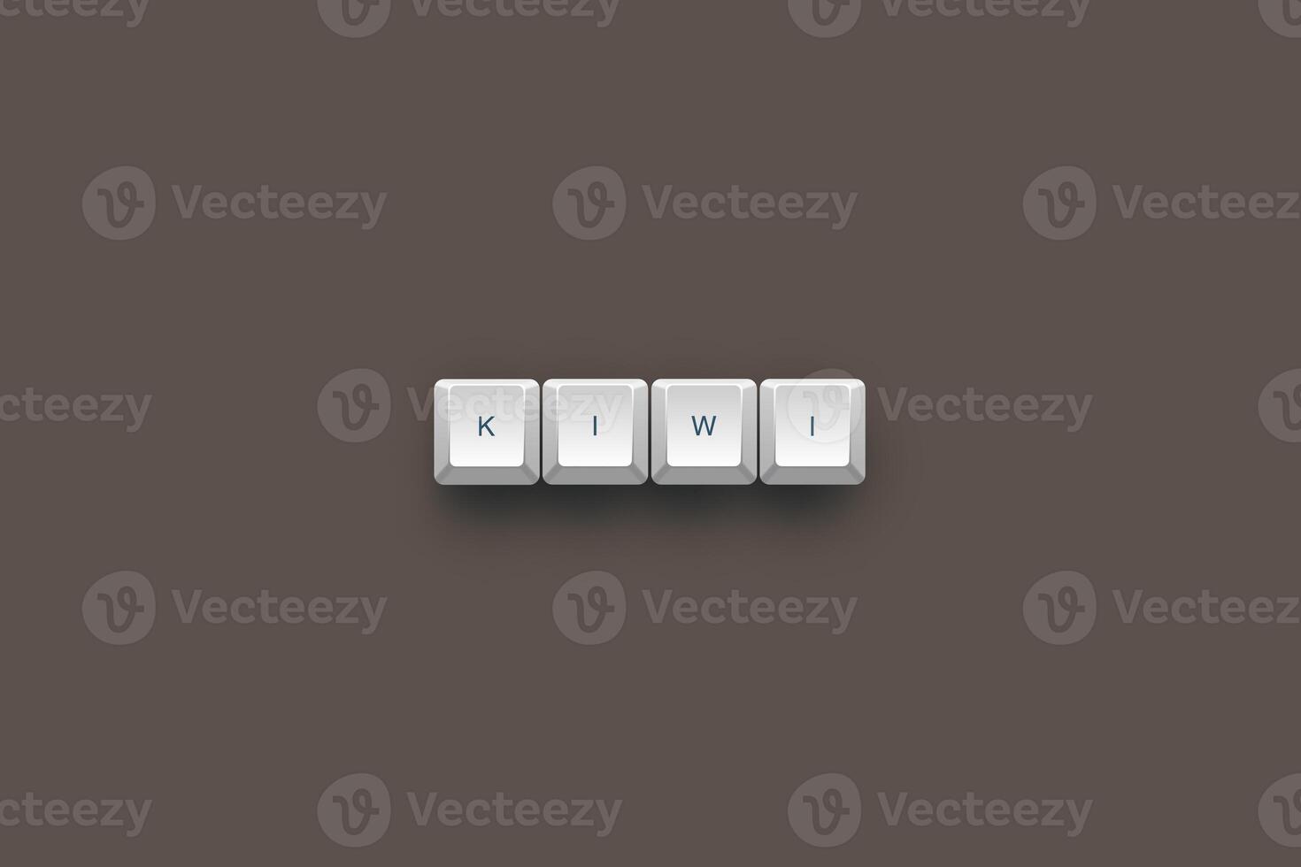 kiwi text on a 3d keyboard button with shadow concept series photo