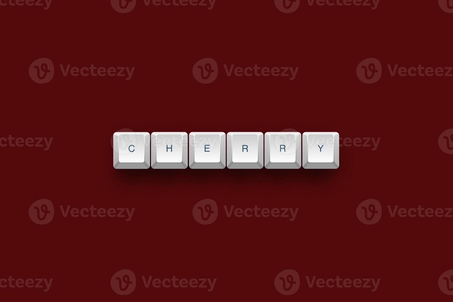 Cherry text on a 3d keyboard button with shadow concept series photo