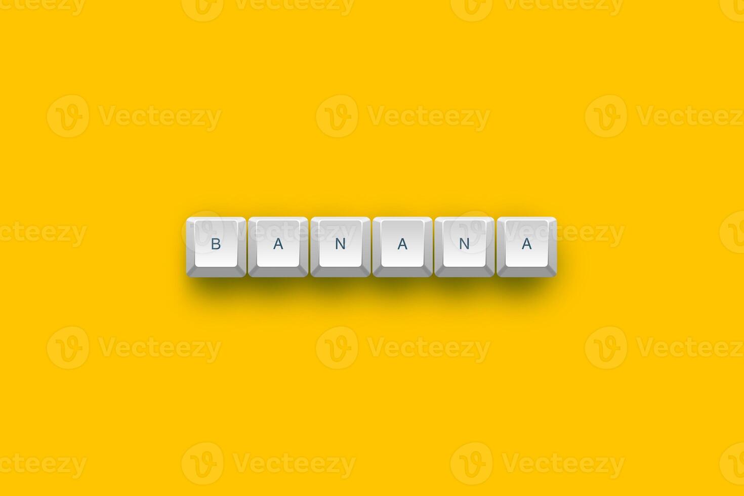 Banana text on a 3d keyboard button with shadow concept series photo