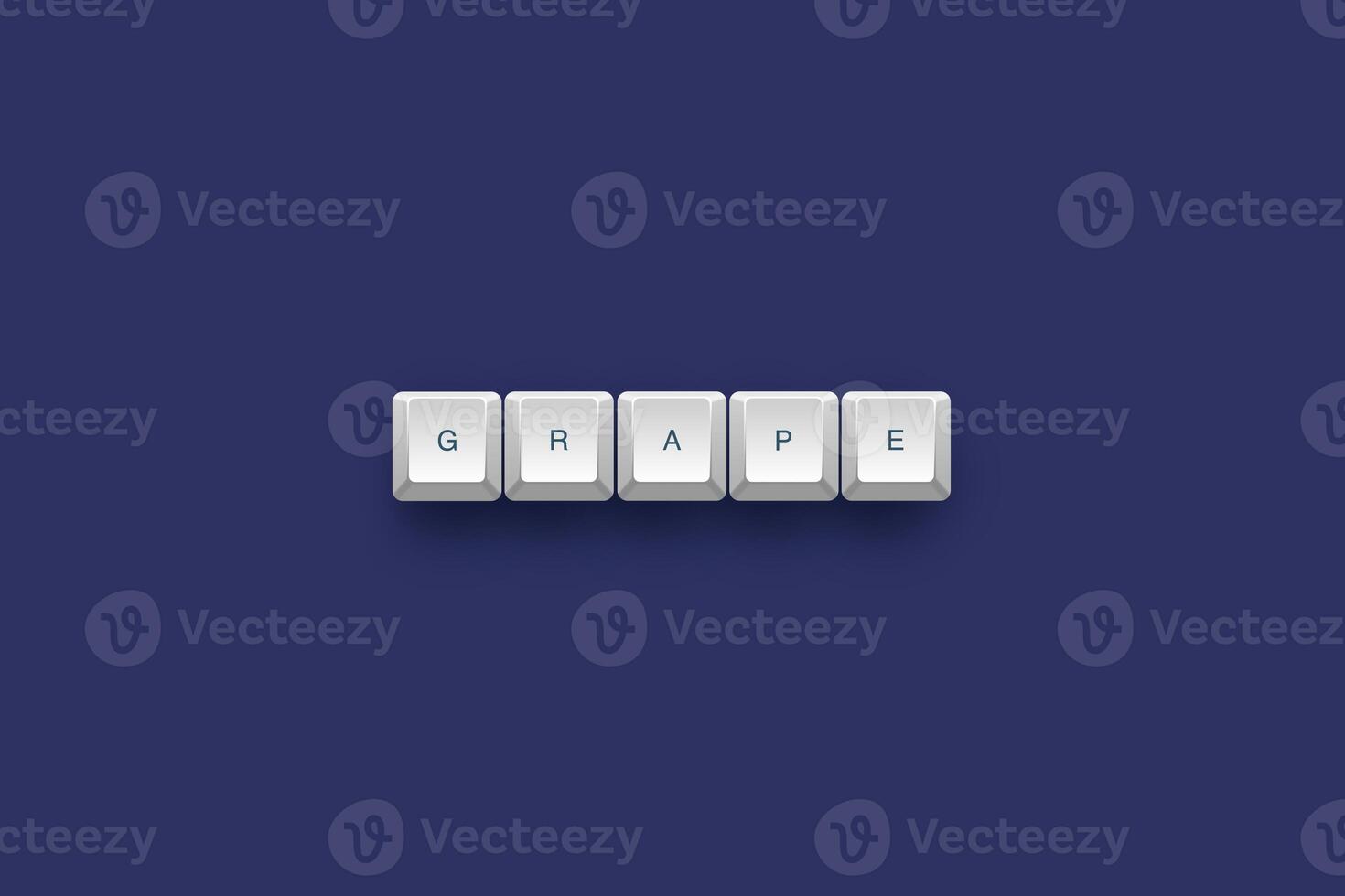 Grape text on a 3d keyboard button with shadow concept series photo