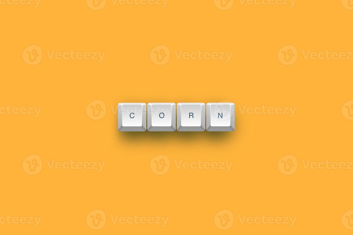 Corn text on a 3d keyboard button with shadow concept series photo