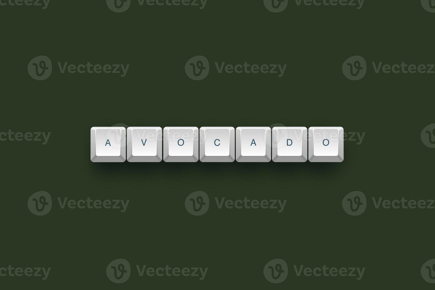 Avocado text on a 3d keyboard button with shadow concept series photo