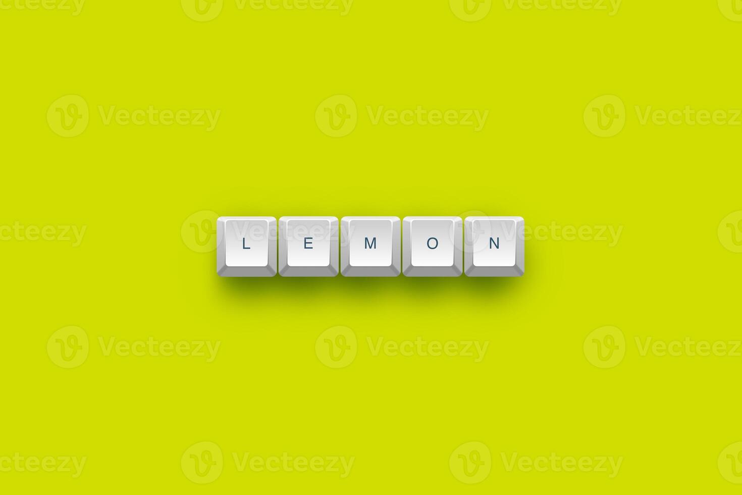 Lemon text on a 3d keyboard button with shadow concept series photo