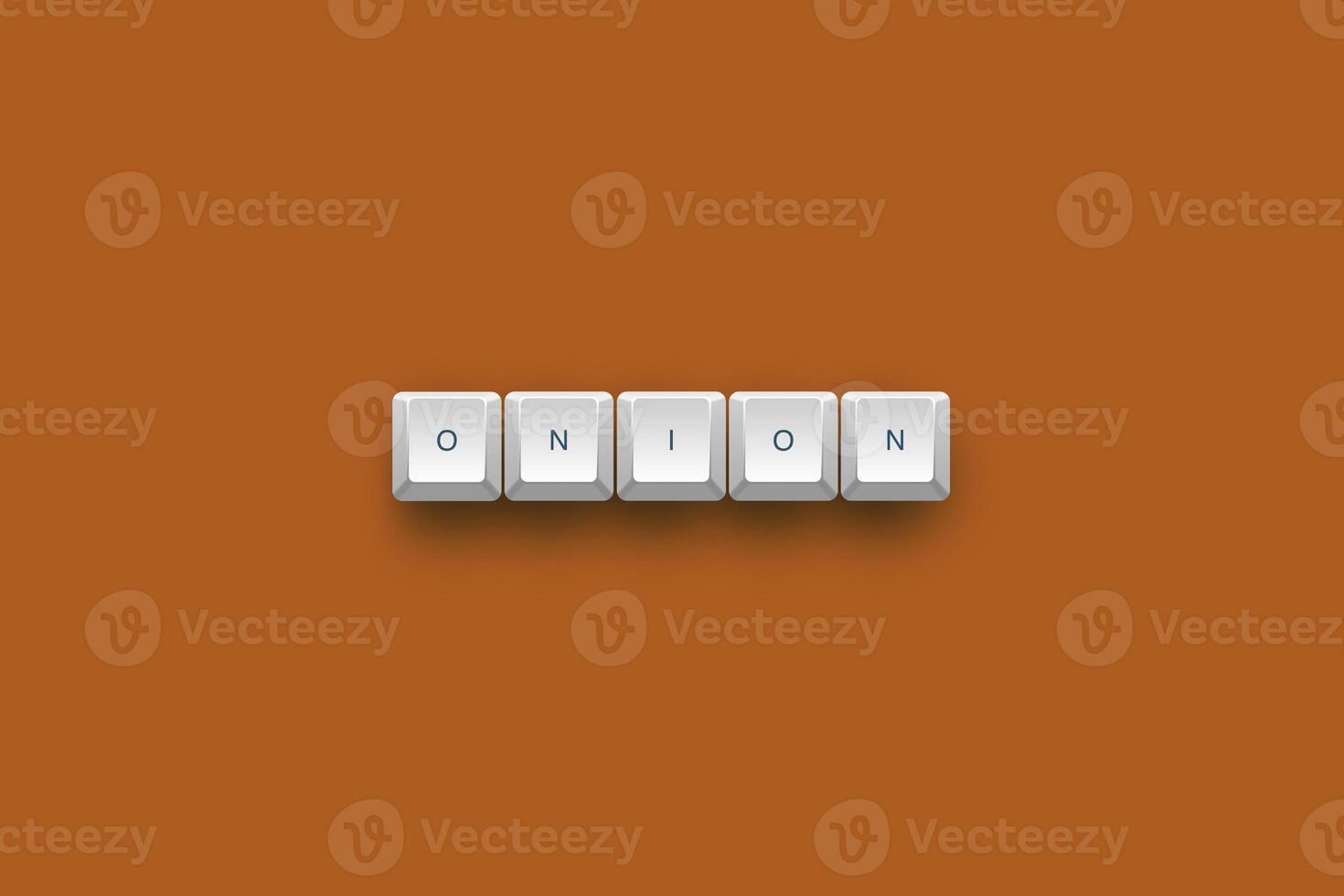 Onion text on a 3d keyboard button with shadow concept series photo