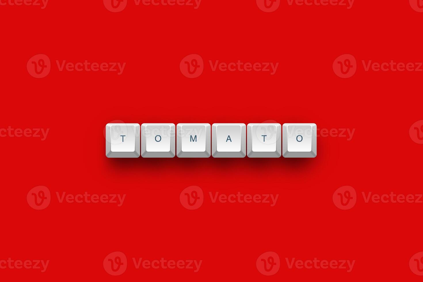 Tomato text on a 3d keyboard button with shadow concept series photo
