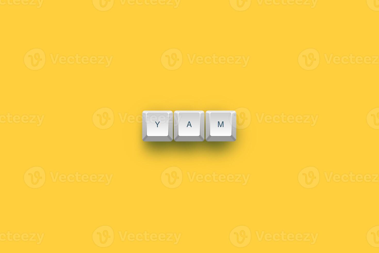 Yam text on a 3d keyboard button with shadow concept series photo