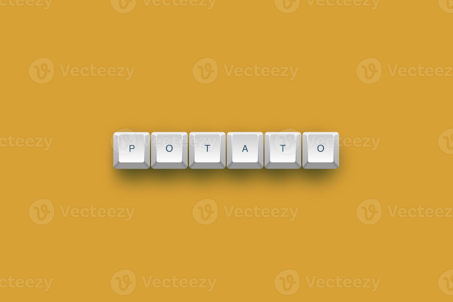 Potato text on a 3d keyboard button with shadow concept series photo