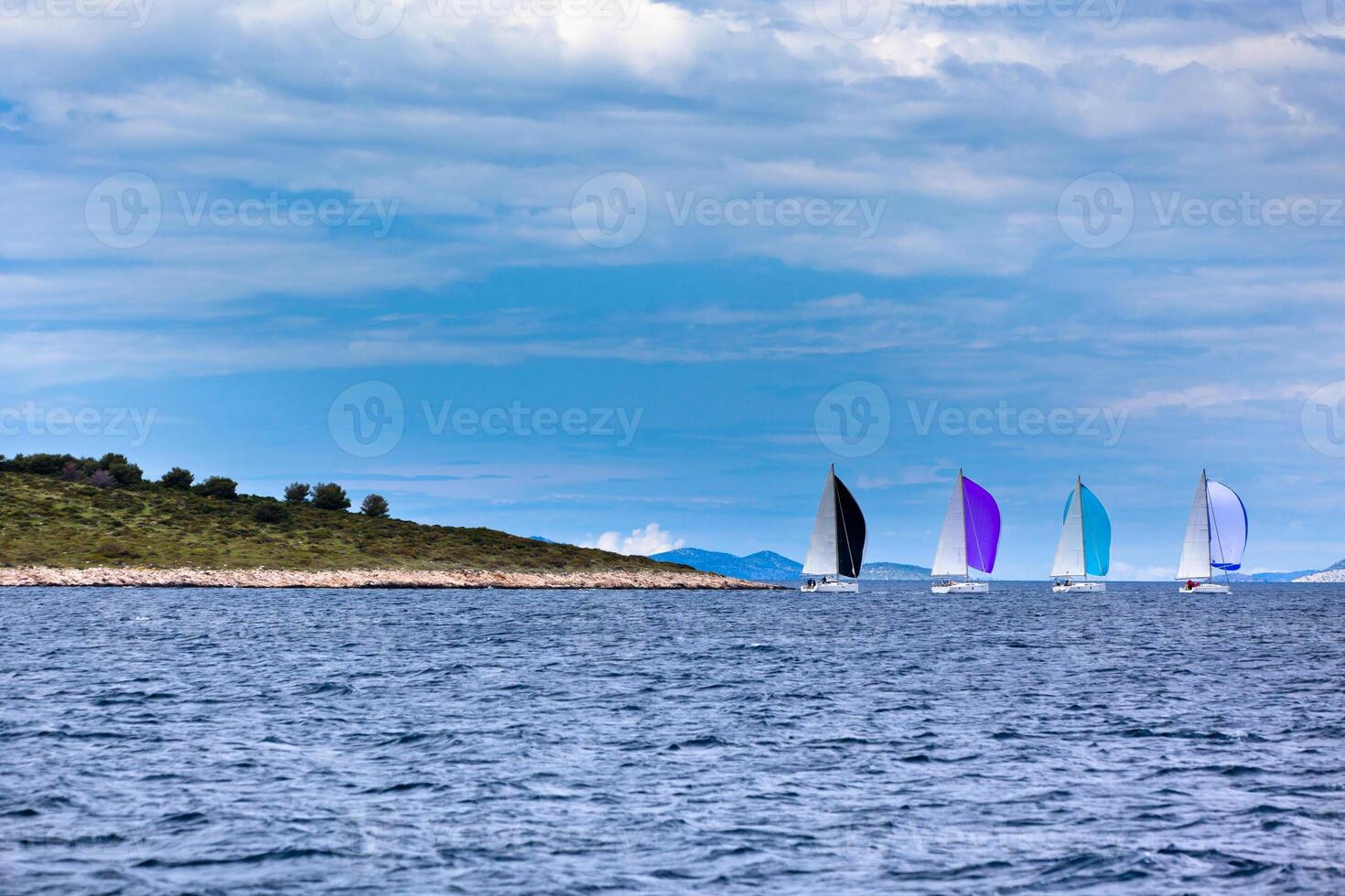 Yacht Regatta at the Adriatic Sea in windy weather photo