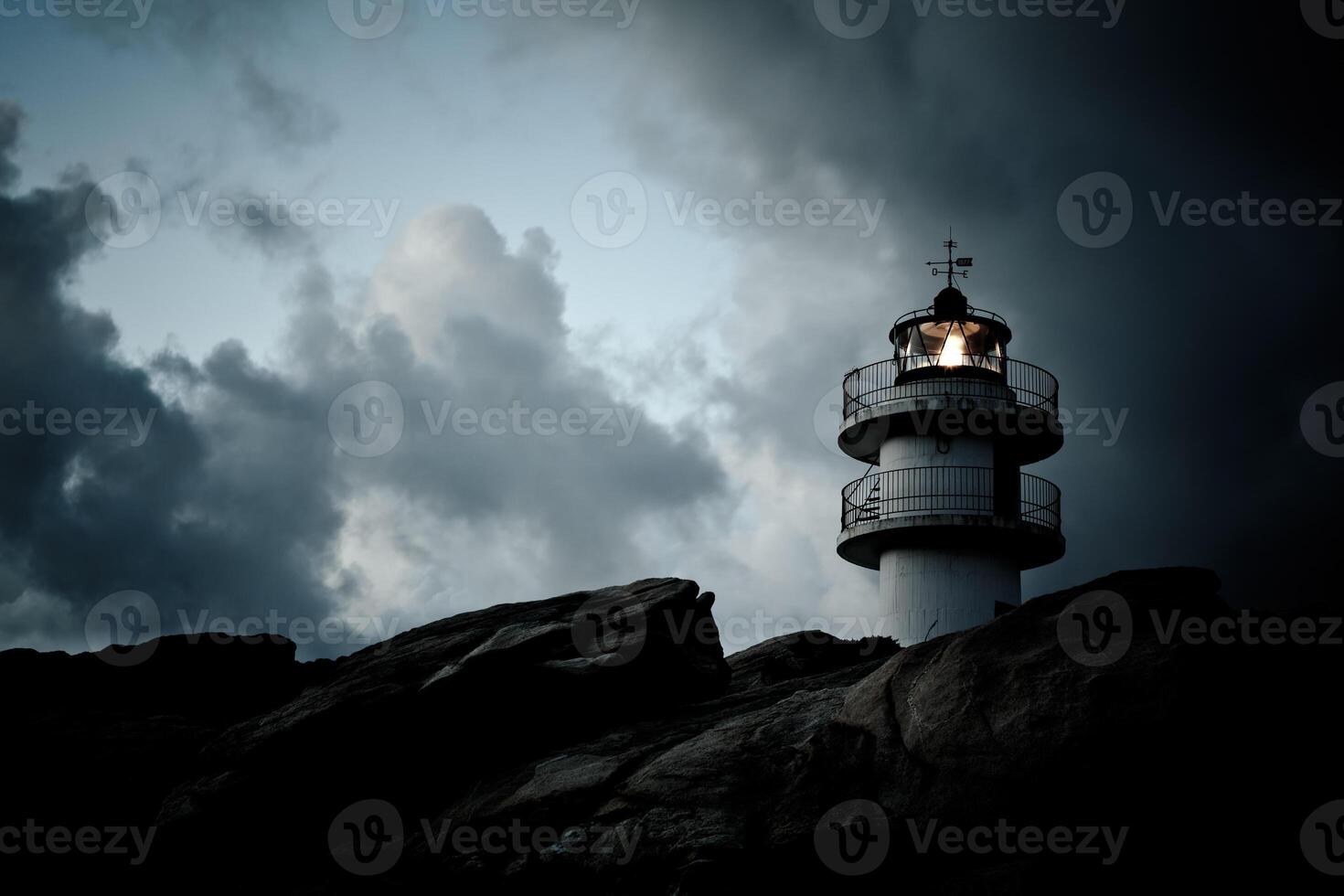 Working Lighthouse at Bad Weather photo