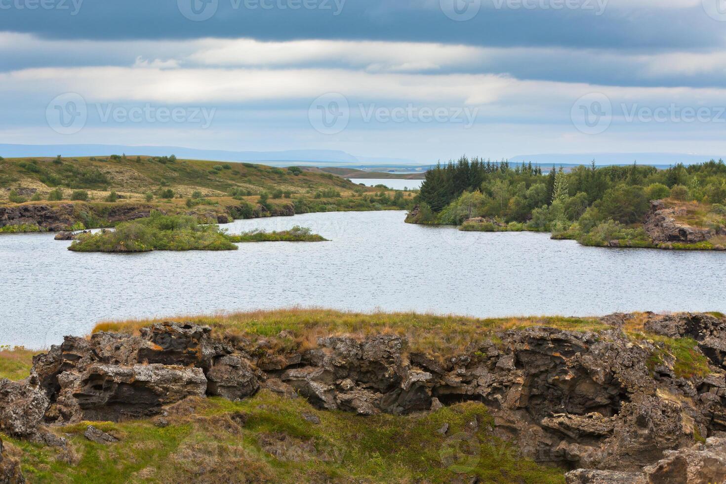 Myvatn Lake at North Iceland at Overcast Weather photo