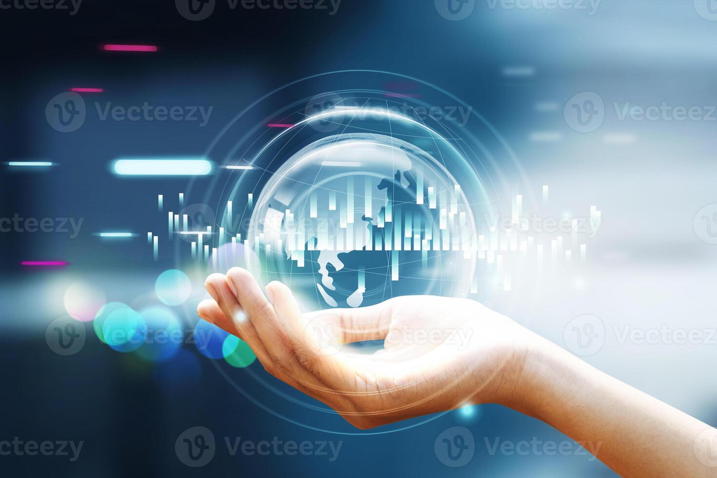 hands open with icon, work performance is influenced by skills, abilities, and competence. Online transaction, fintech business, Internet investment e-commerce concept. photo