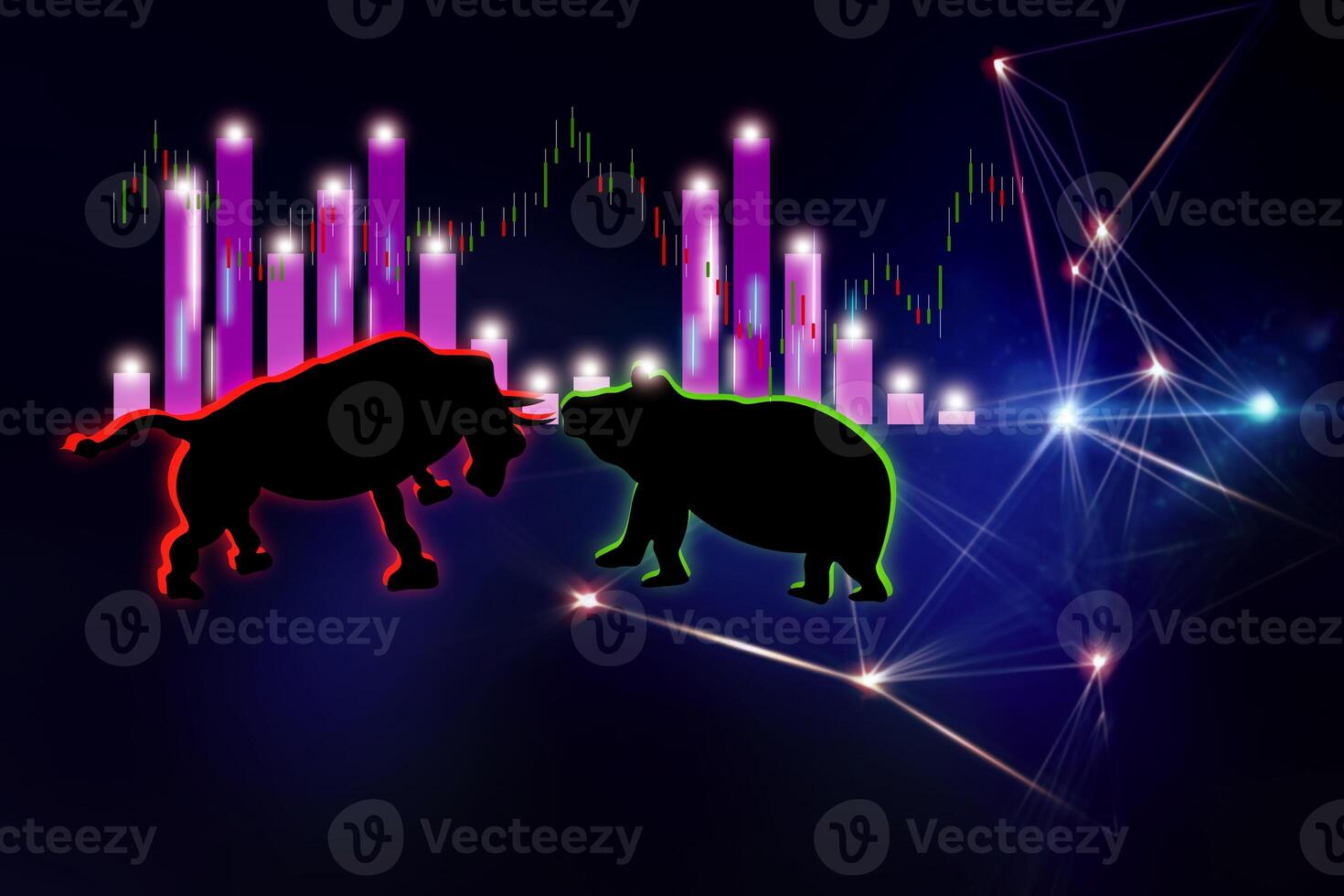 bull and bear trading on the stock market photo