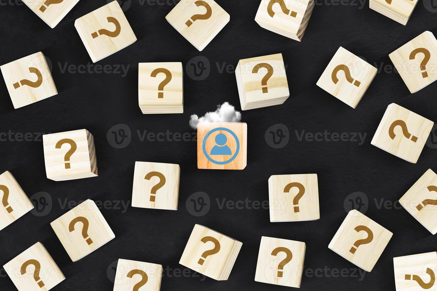 a box with question marks and a cloud photo