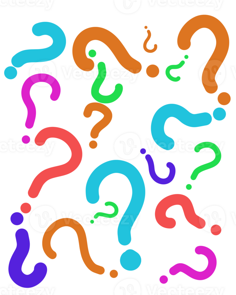 Colorful pattern of question marks png