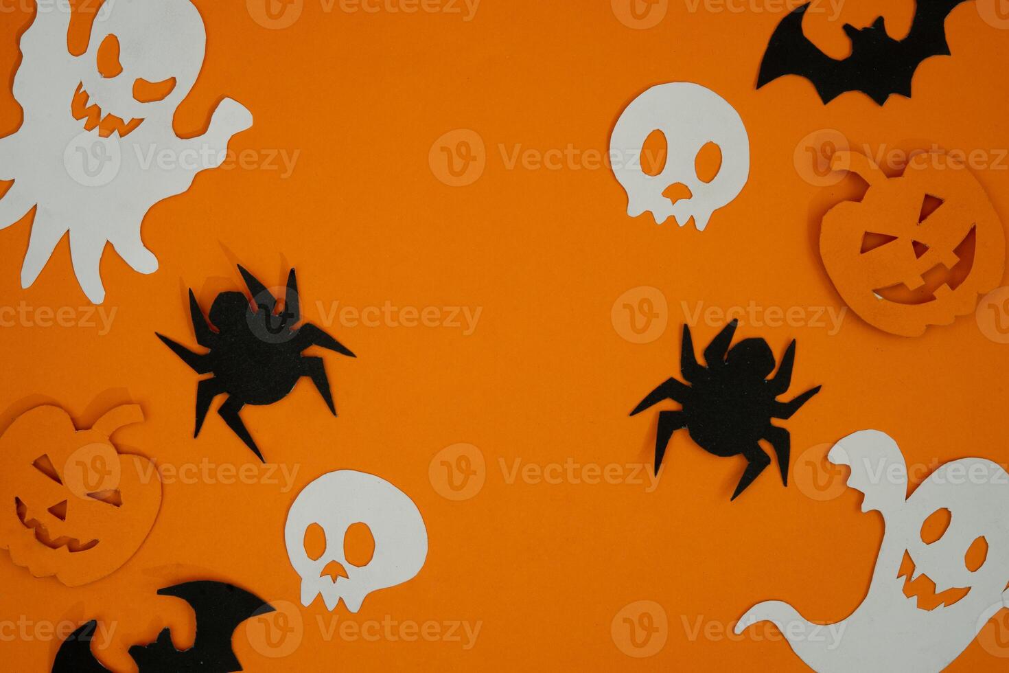 Spider and skull decoration for copy space background photo