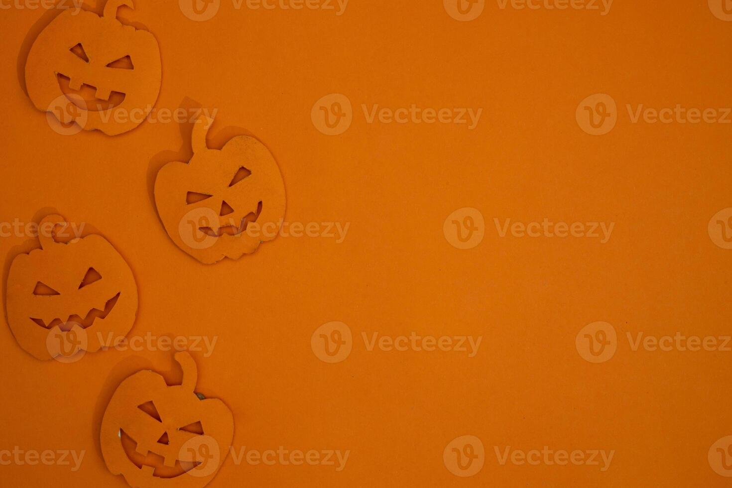four pumpkin decoration for copy space background photo