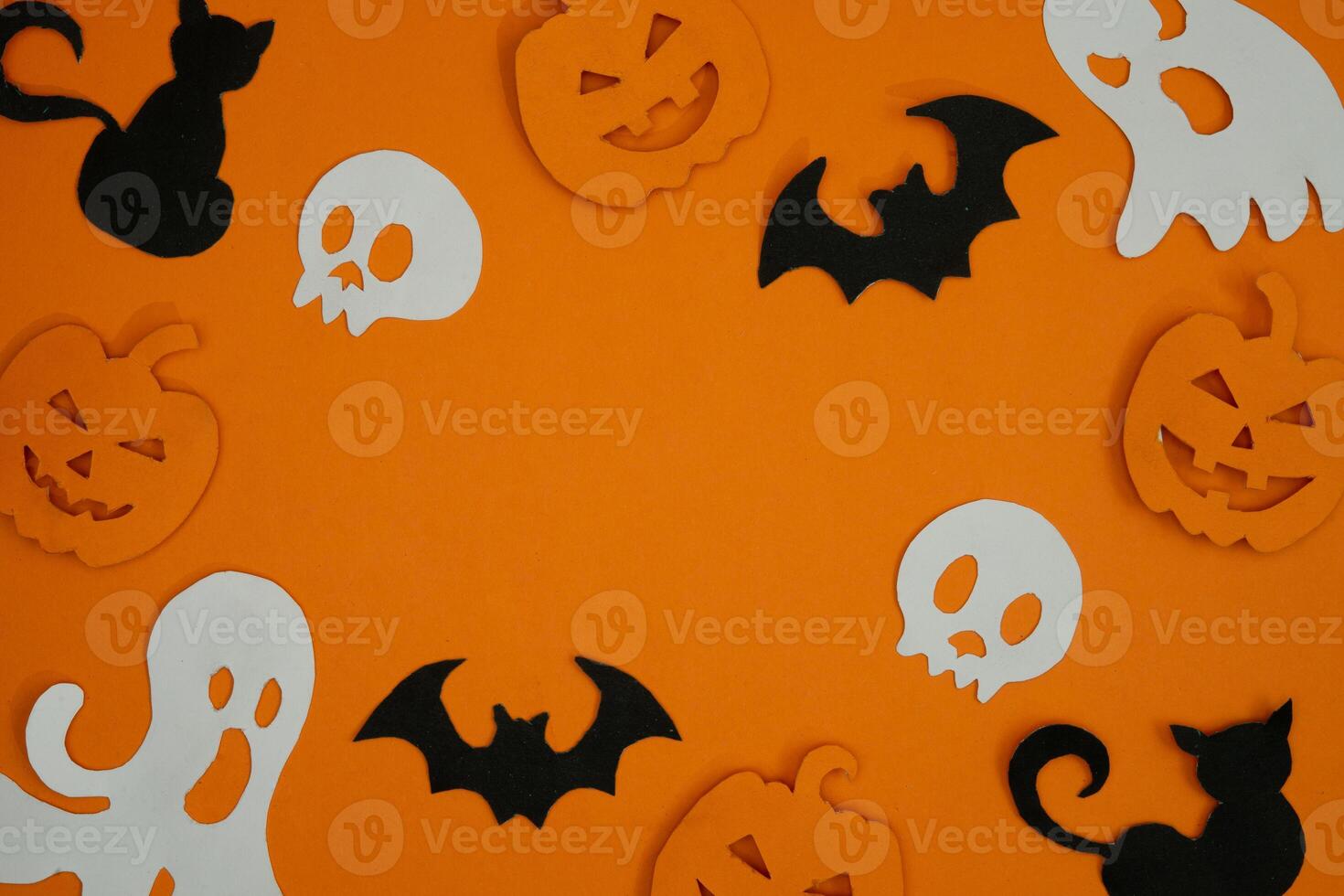 skull and cat decoration for copy space background photo