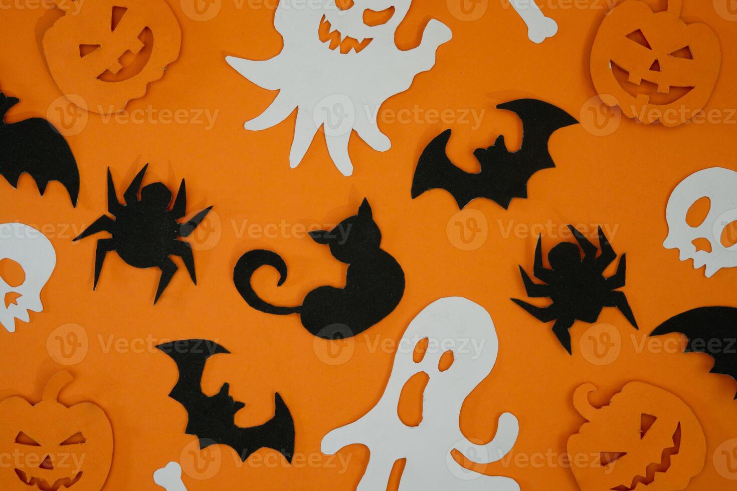 Halloween background with bat and spider pattern photo