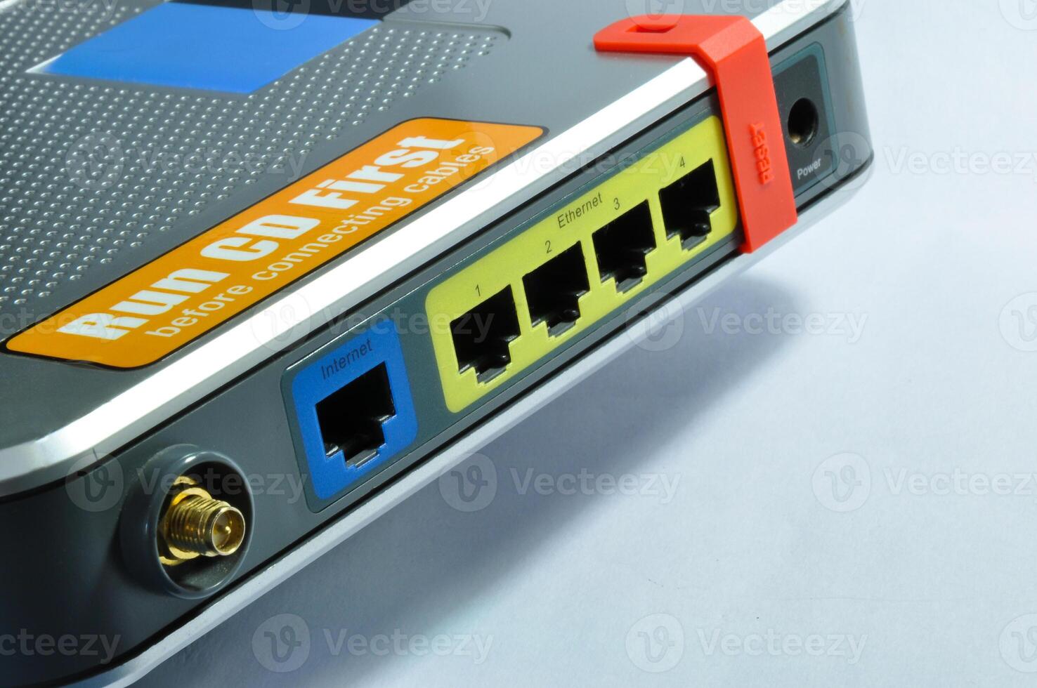 Router with multiple color code Ethernet ports photo