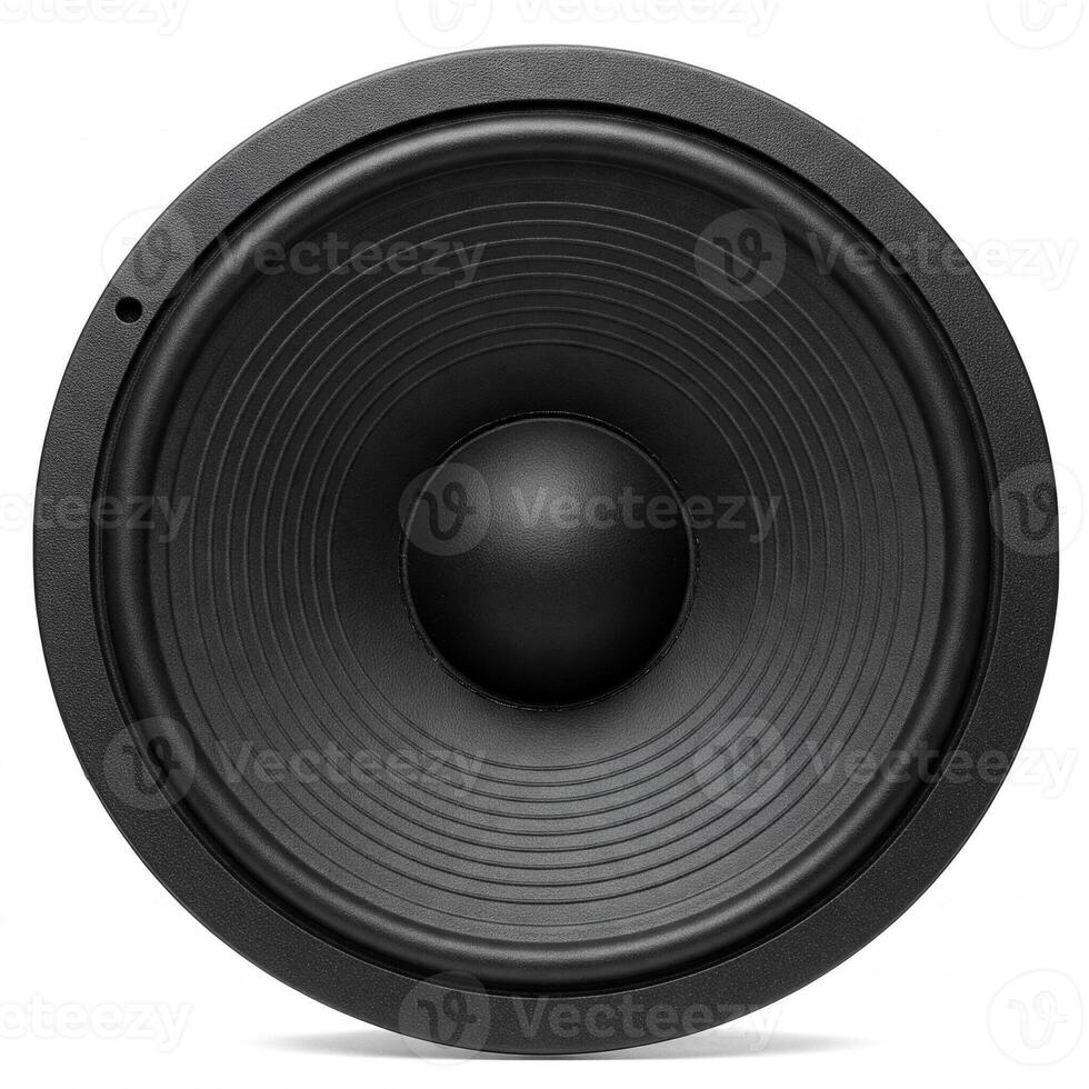 3D illustration of A black speaker cone isolated on white photo