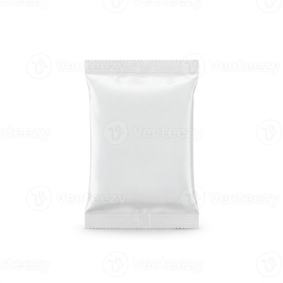 A small plain white mock soap packet isolated on white photo