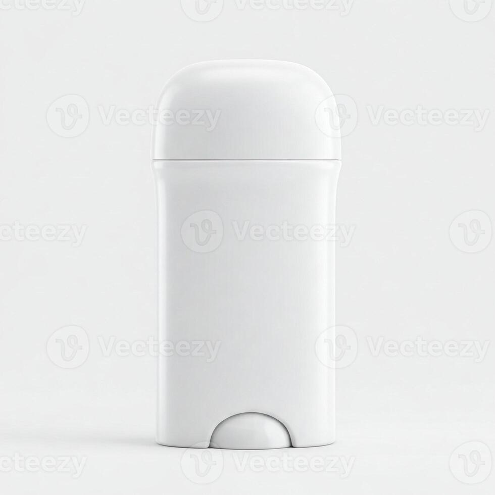 A plain white mock roll on deodorant bottle isolated on white photo