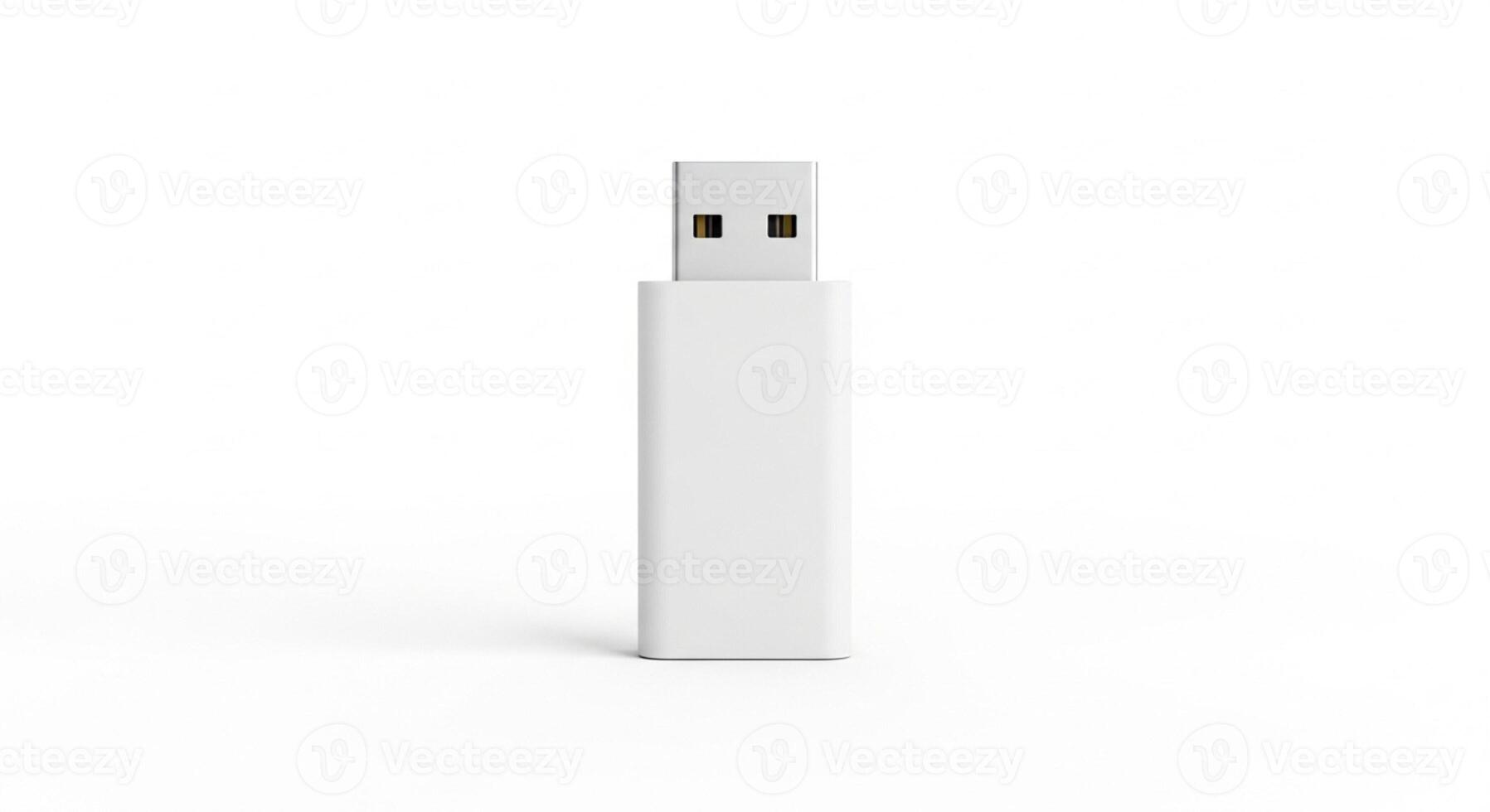 A small plain white USB isolated on white photo