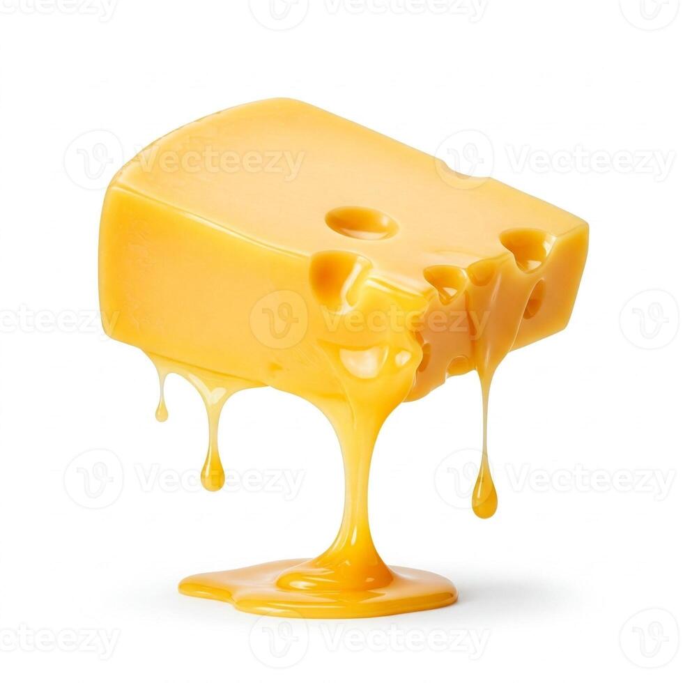 3D illustration of melting cheese isolated on white photo