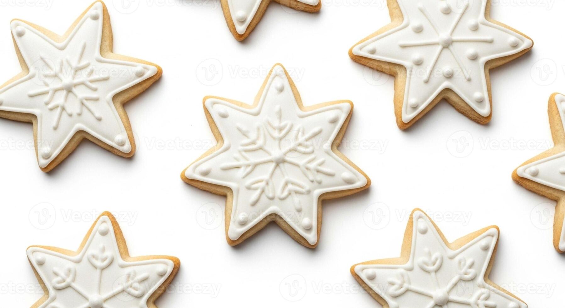 White Frosted Star shaped cookies isolated on white photo