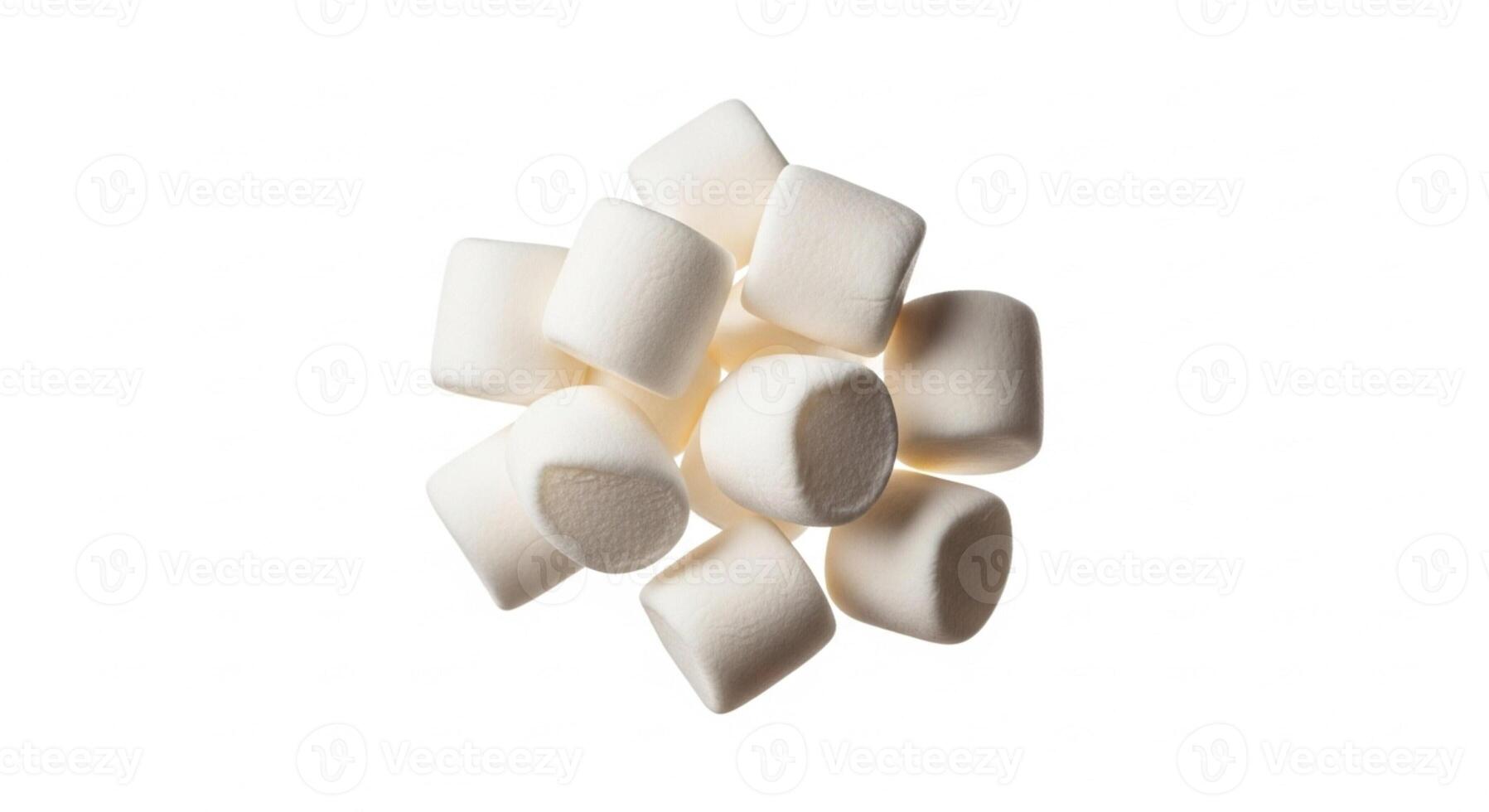 3D illustration of a clump of marshmallows isolated on white photo
