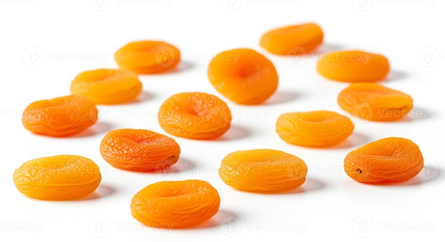 Dried small apricots isolated on whiite photo