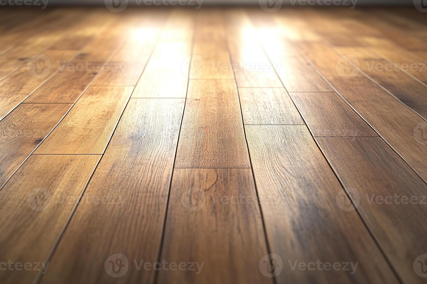 Closeup of Smooth Polished Wooden Plank Flooring with Warm Natural Brown Tones in Sunlit Interior photo