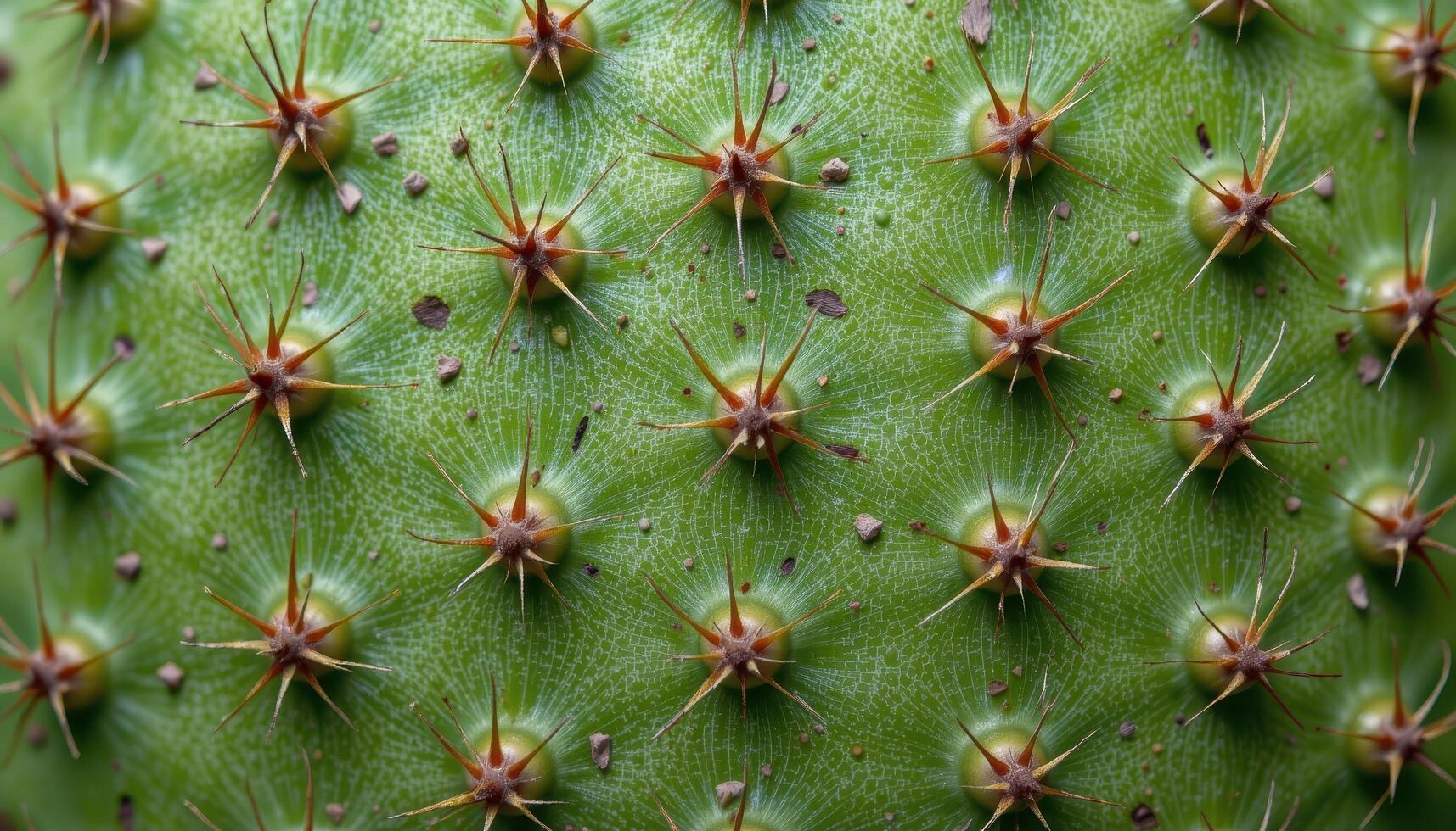 close up view of cactus skin featuring subtle indentations and spines arranged in a tight grid. photo