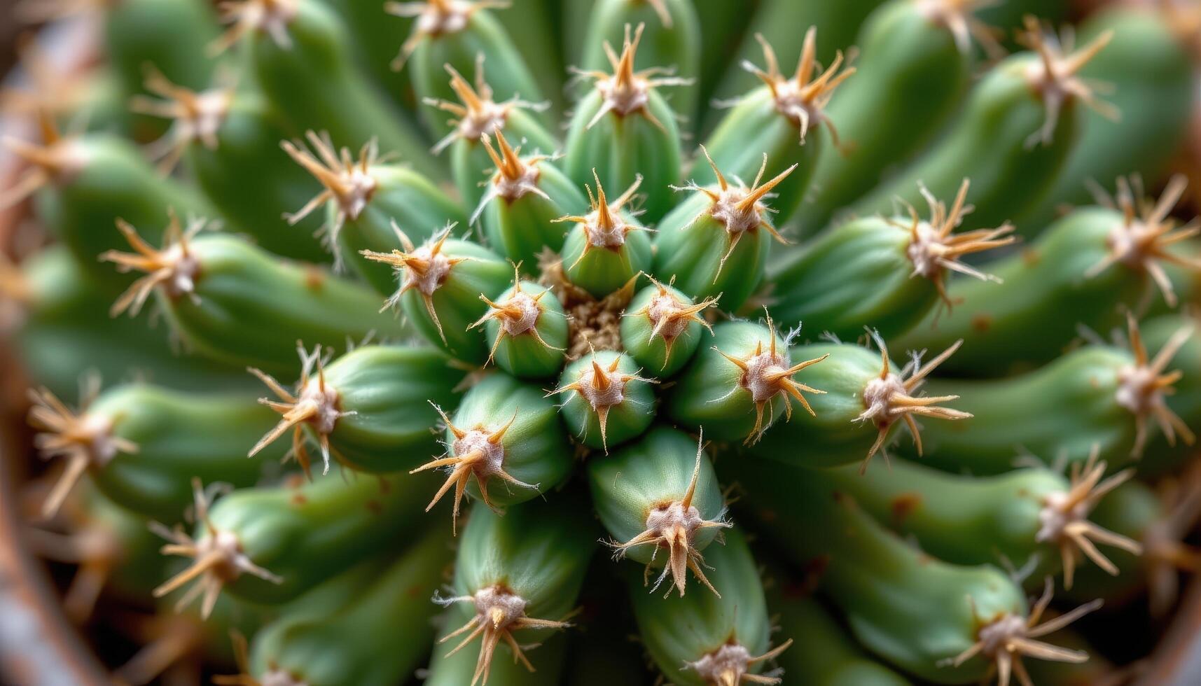 close up view of a cactus displaying unique geometry through stacked vertical forms. photo