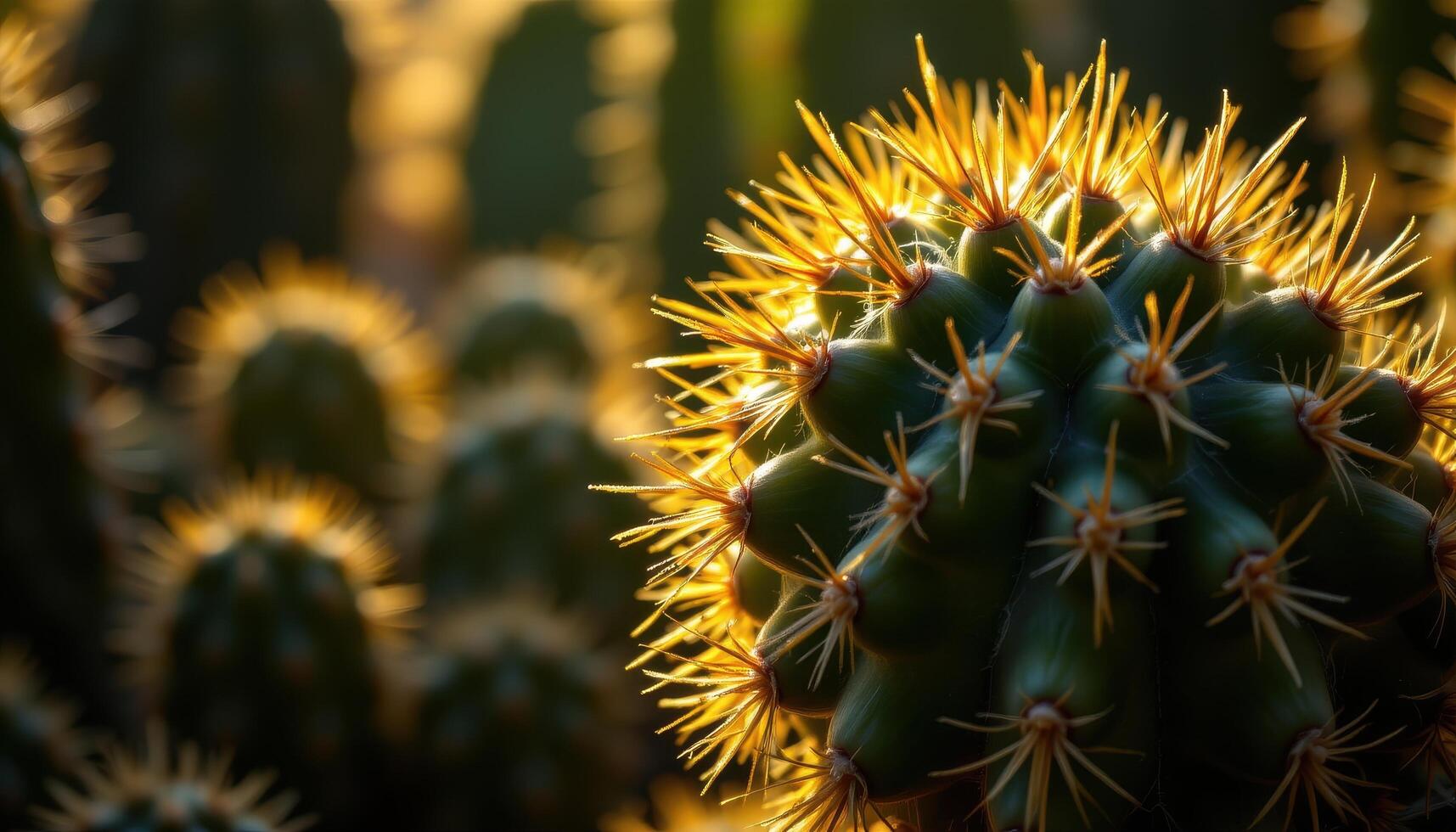 close up view of a cactus silhouetted by harsh sunlight, revealing deep ridges and layered shadows. photo