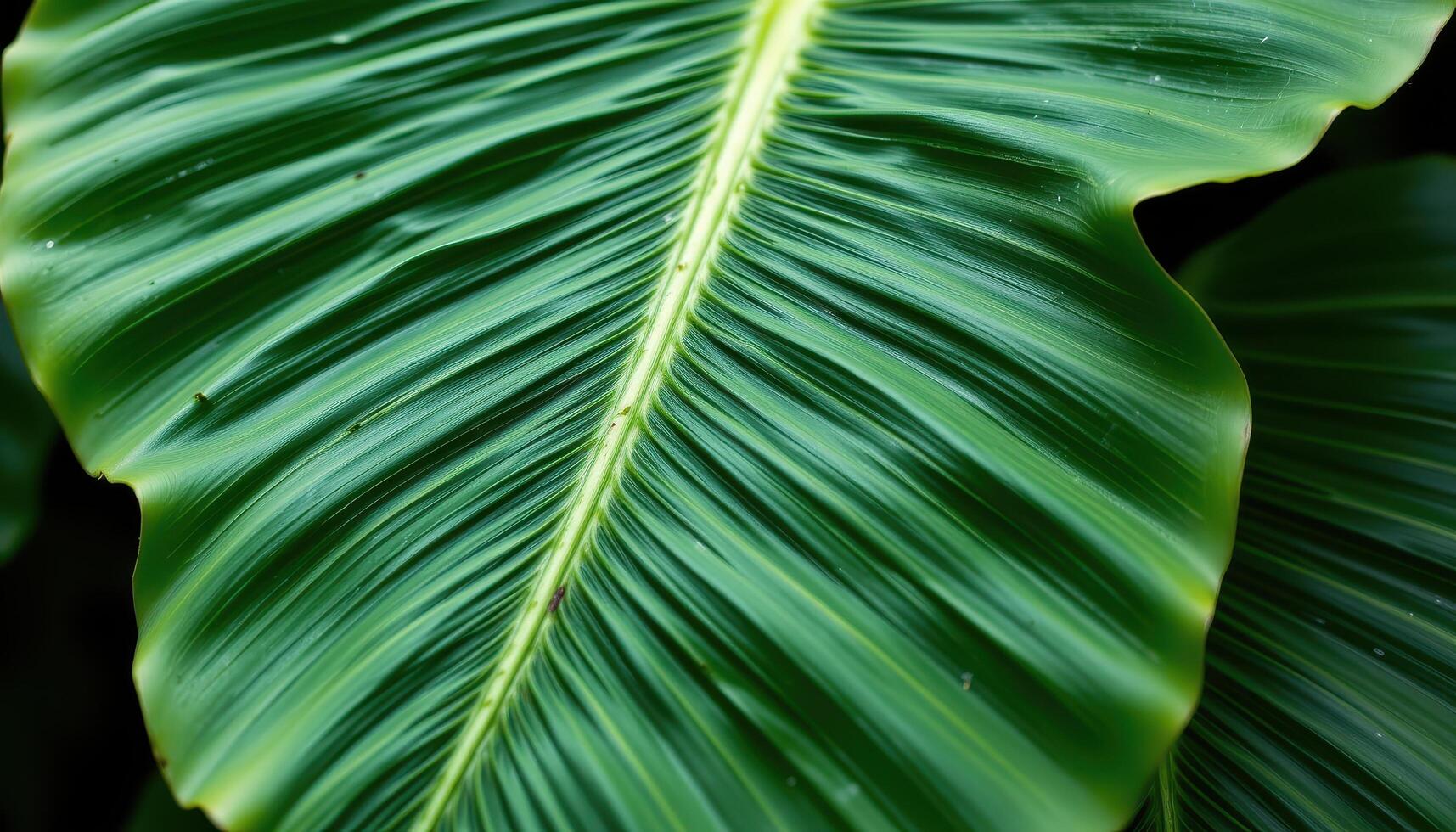 close up view of overlapping banana leaves, rich with texture and fine lines. photo