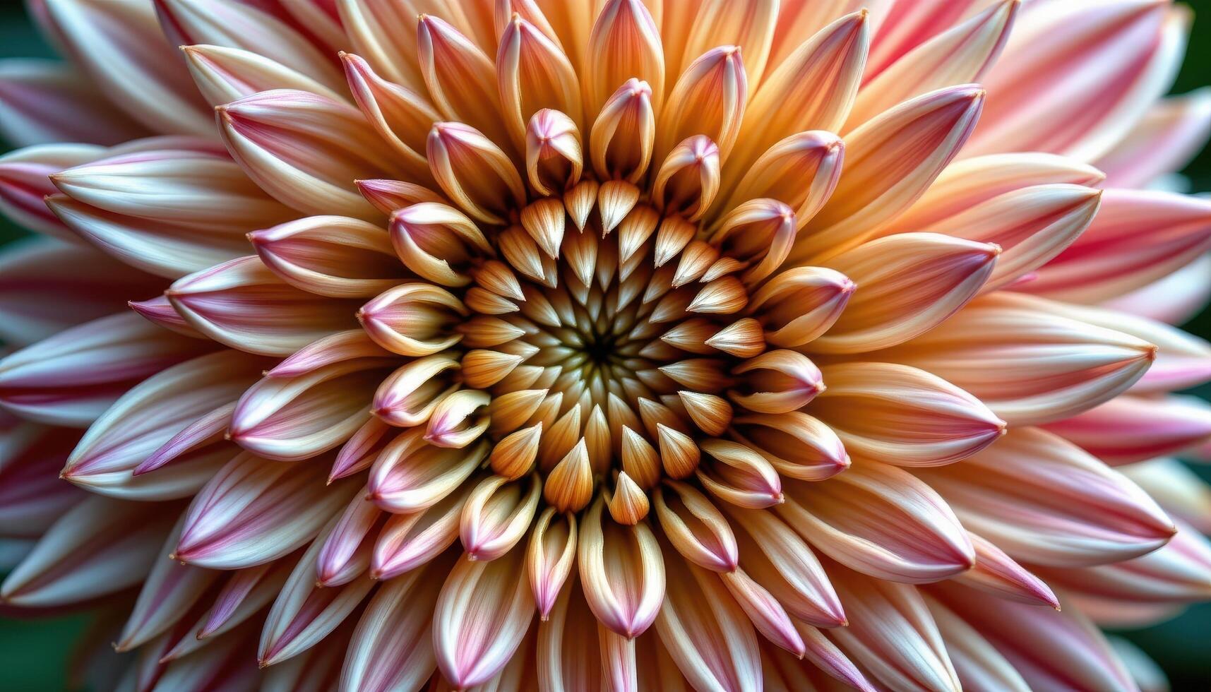close up view of the textured petals of a blooming chrysanthemum with densely packed layers. photo