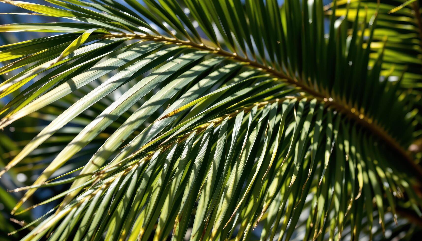 close up view of palm fronds fanning out in symmetrical patterns with high contrast lighting. photo
