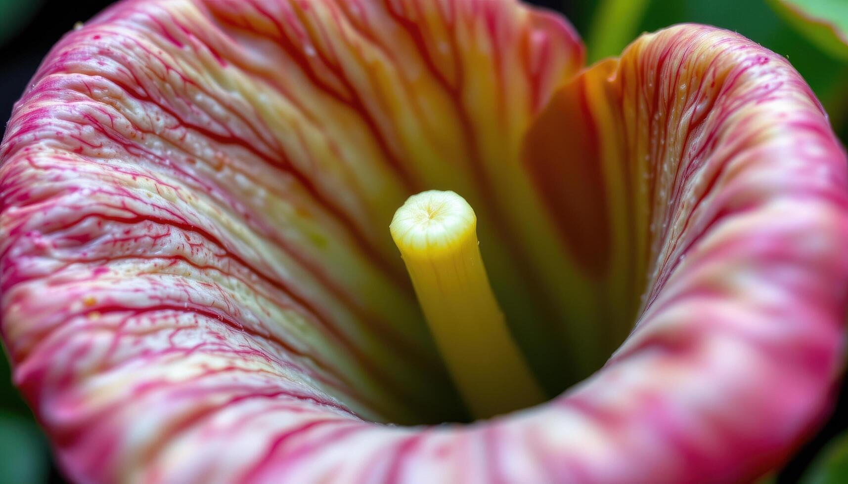 close up view of a pitcher plant with smooth, curved lines and glossy interior. photo