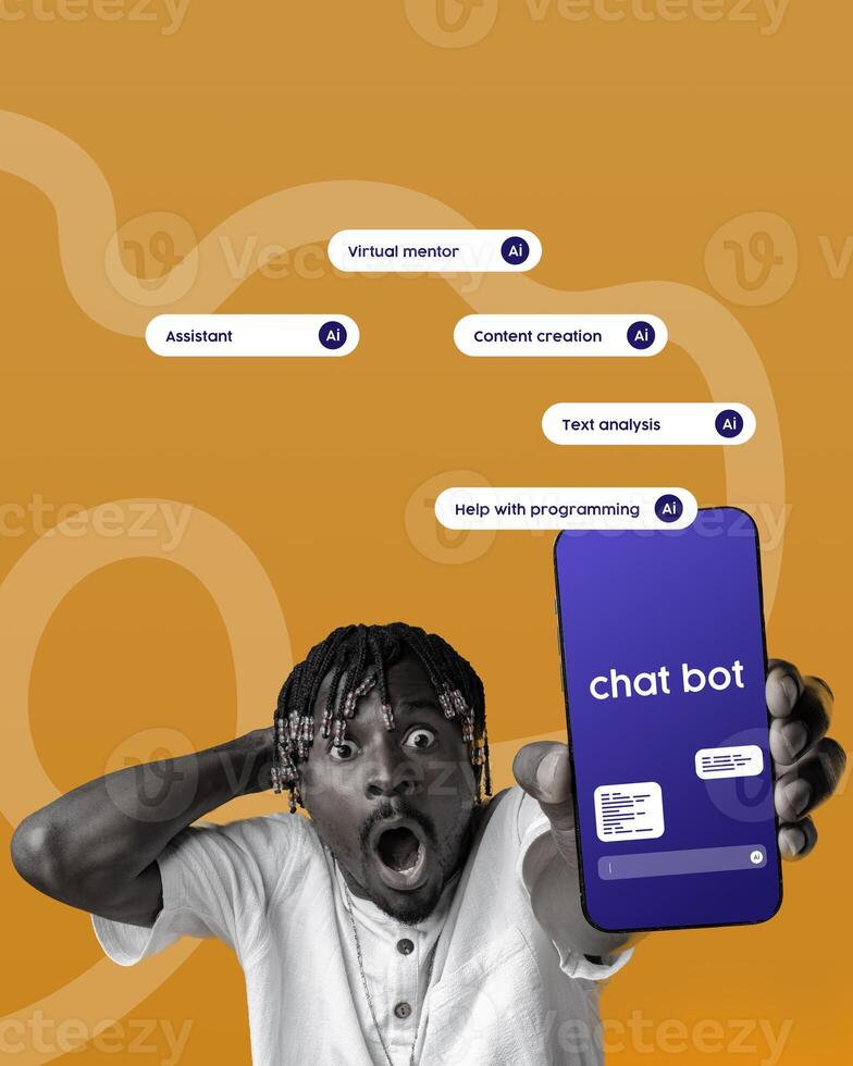 Person expresses surprise while using a chatbot application for programming assistance photo