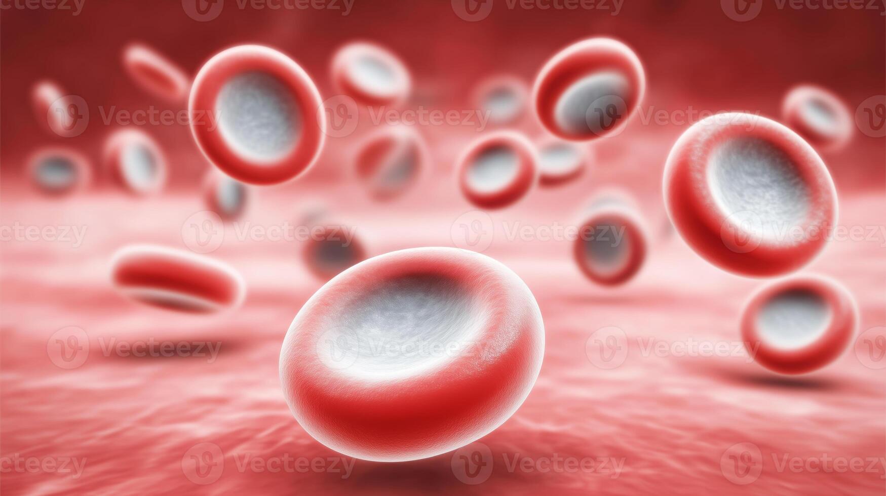 This depiction showcases red blood cells floating in a dynamic environment, emphasizing the role of these cells in rejuvenation and youthfulness, featured against a backdrop of rich colors. photo