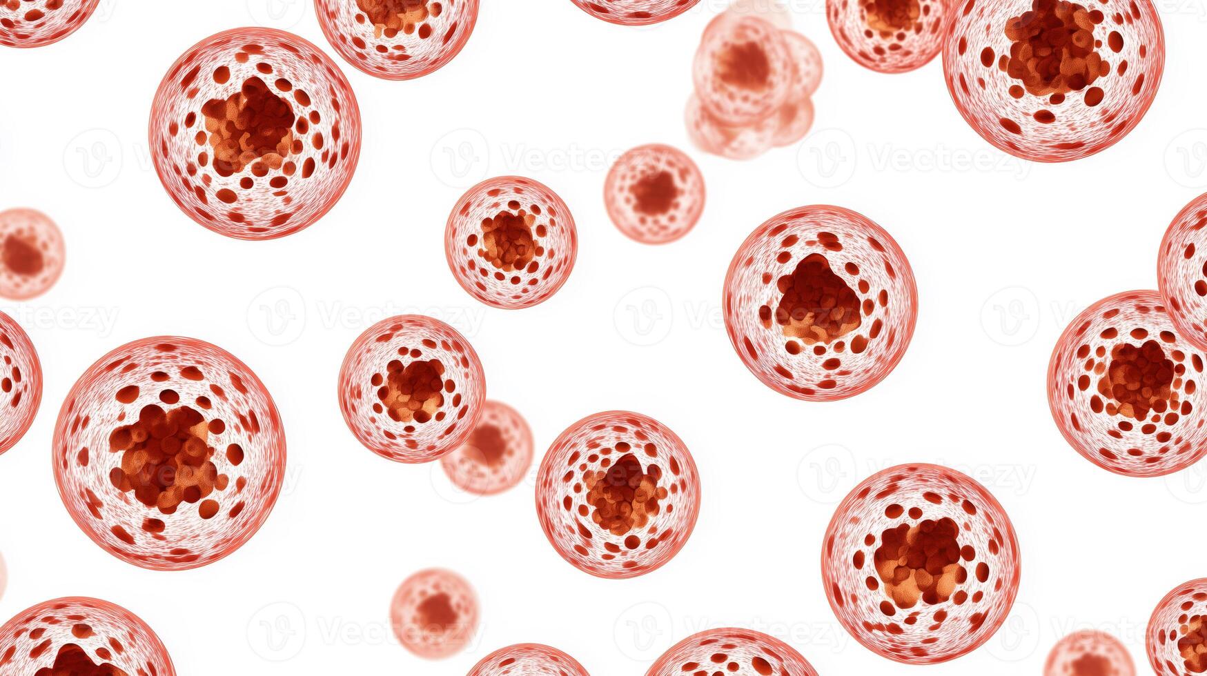 This depiction showcases a cluster of vibrant blood cells. The contrast against a white background emphasizes the intricate structure and potential connections to rejuvenation and vitality in youth. photo