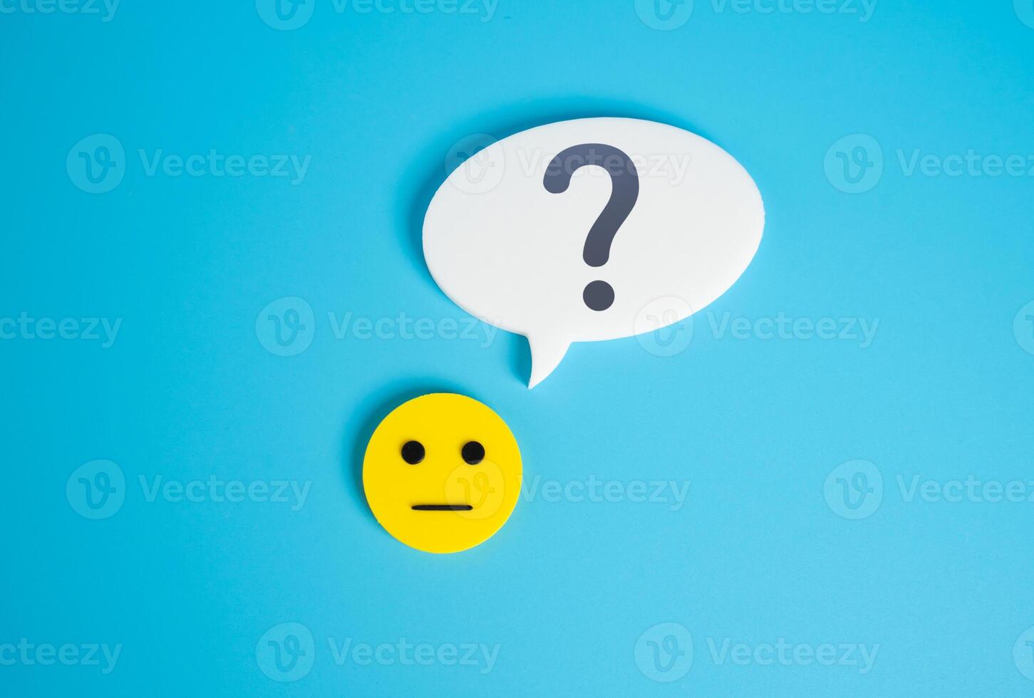 A neutral, emotionless face asks a question. Surveys and statistics collection. Opinion and feedback. Public opinion polls, or demographic research. Analytics, behavior study, marketing feedback photo