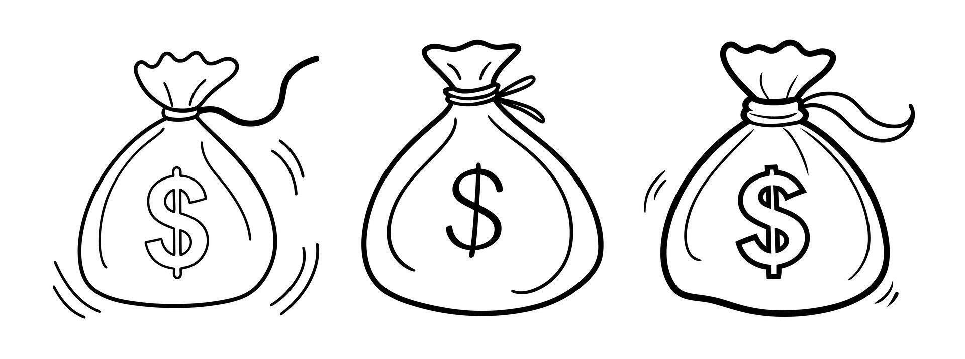 Black Silhouette Money Bag vector
