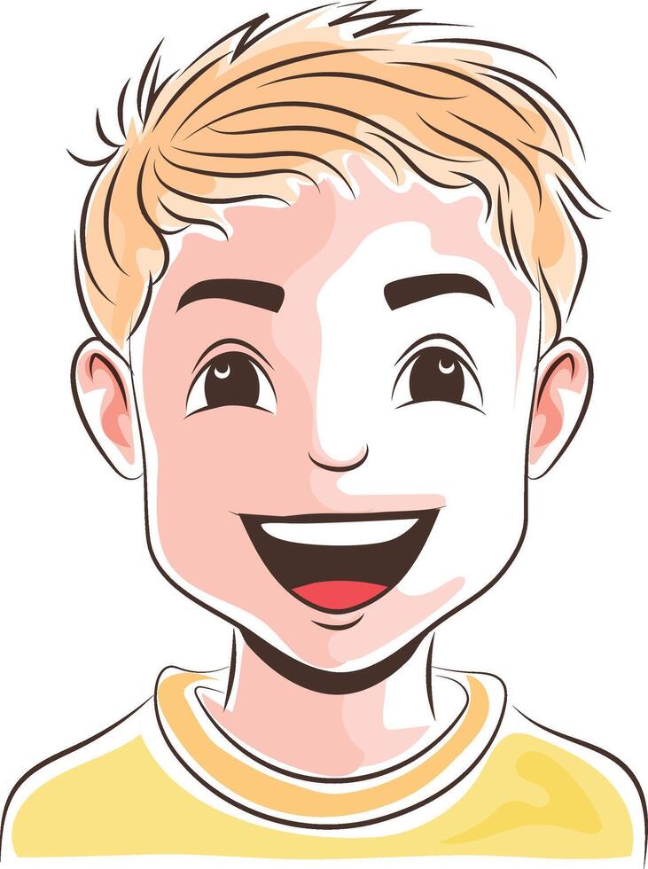 happy teen boy doodle style vector