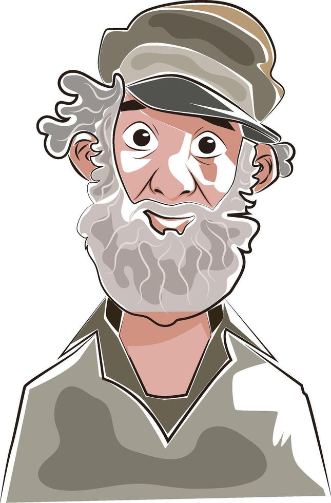 curious oldman doodle style vector