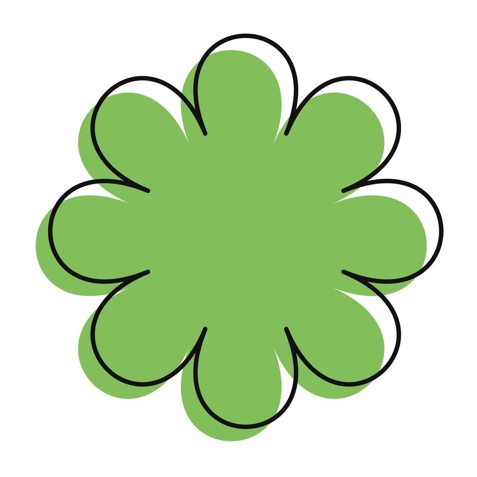 Minimal green daisy with thick black outline and scribbled charm. The stylized design blends abstract art with floral simplicity. vector