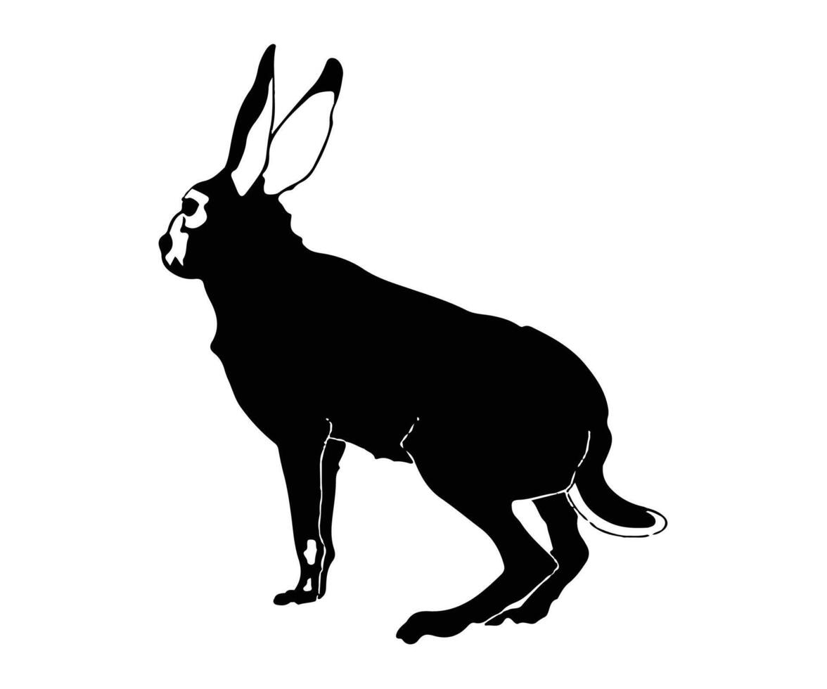 a black and white silhouette of a rabbit, vintage rabbit illustration vector